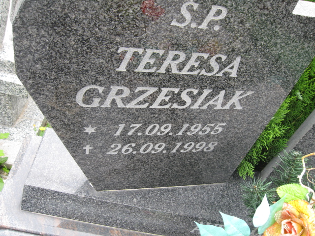 Teresa Grzesiak 1955 Kłodzko - Grobonet - Wyszukiwarka osób pochowanych