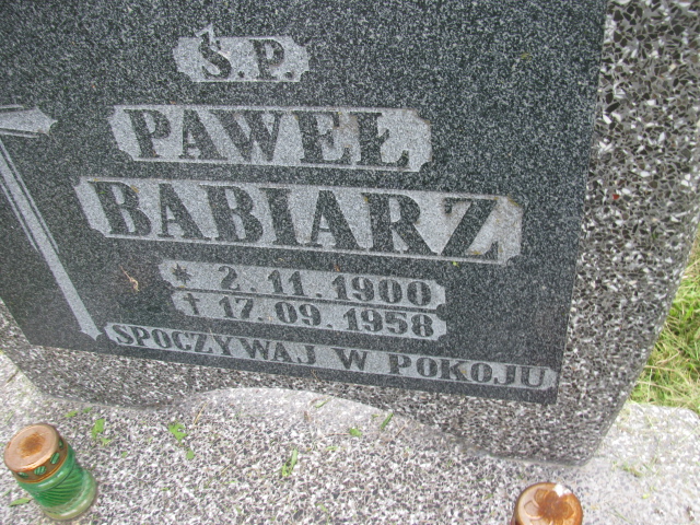 Paweł Babiarz 1900 Kłodzko - Grobonet - Wyszukiwarka osób pochowanych